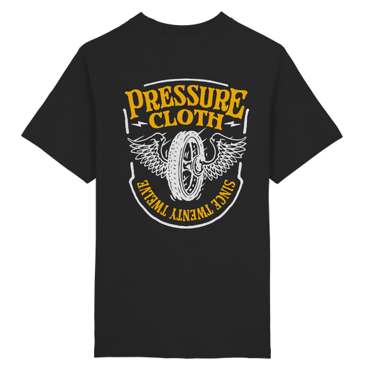 Flying Wheels Bike Customs - Heavy Oversized Organic Shirt mit Druck von Pressure Clothing und Fliegendem Rad Motiv