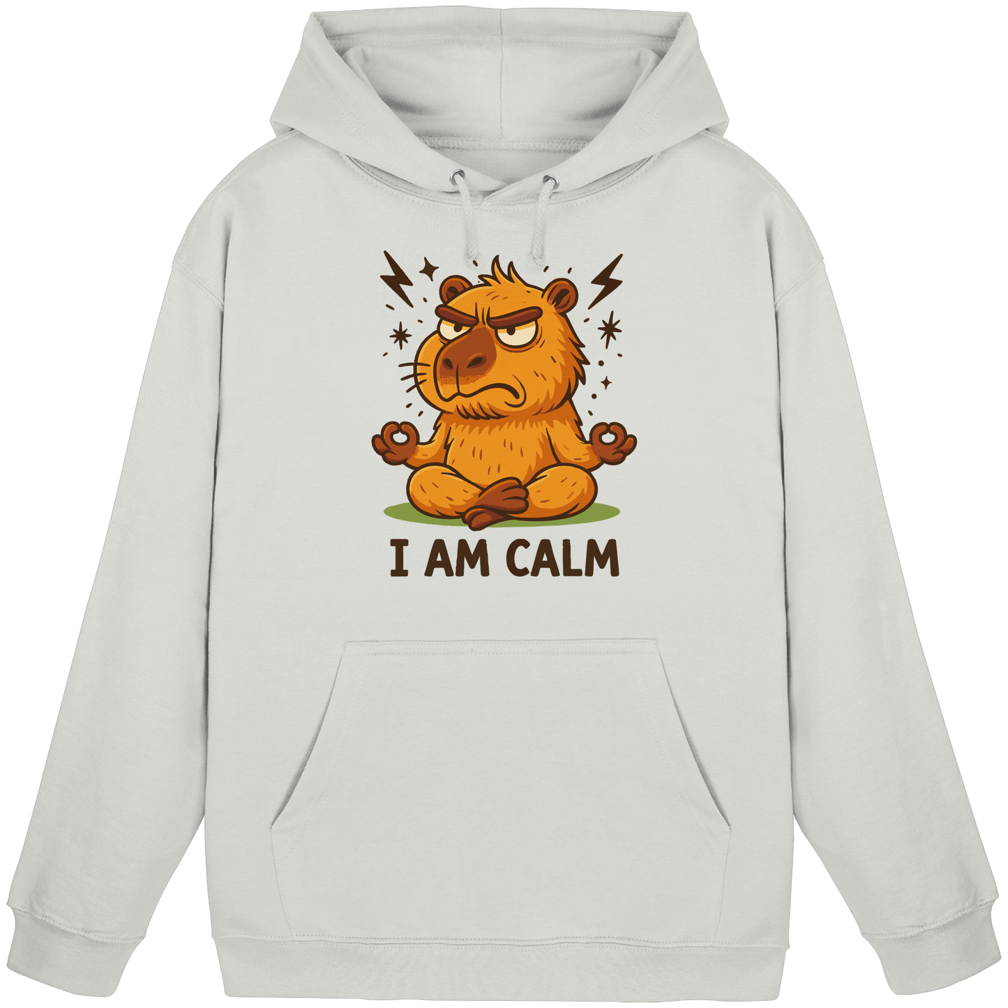 Lustige Capybara beim Meditieren – Yoga Spruch „I AM CALM“ - Basic Unisex Hoodie von Pressure Clothing in hellgrau