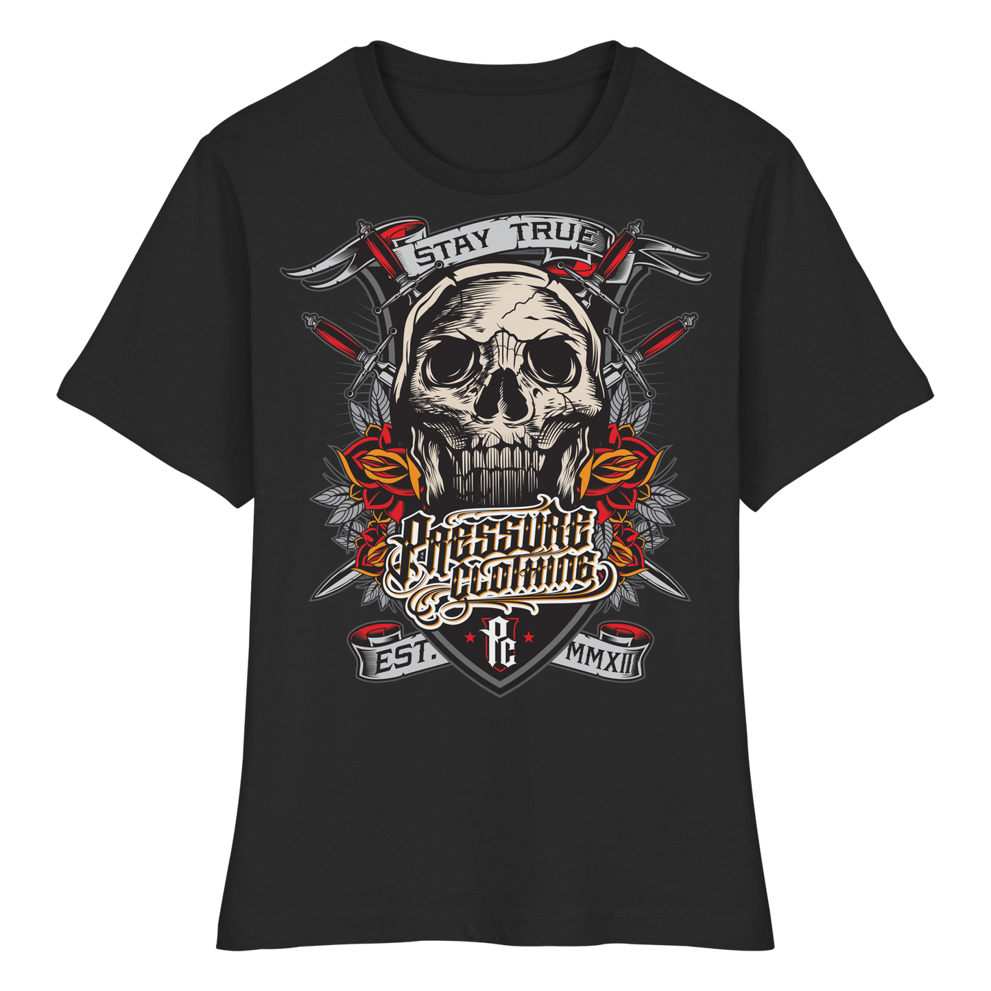 Stay True - Skull - Pressure Cloth - Fitted Ladies Organic Shirt