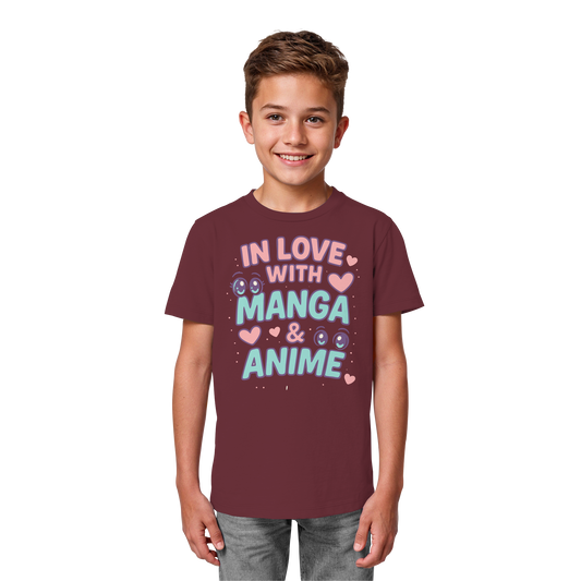 In Love with Manga & Kawaii Eyes Spruch - asiatische Popkultur - Kids Organic Shirt