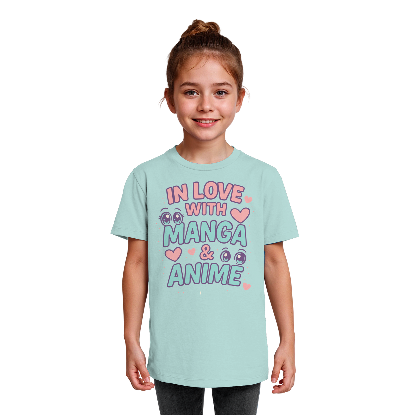 In Love with Manga & Kawaii Eyes Spruch - asiatische Popkultur - Kids Organic Shirt