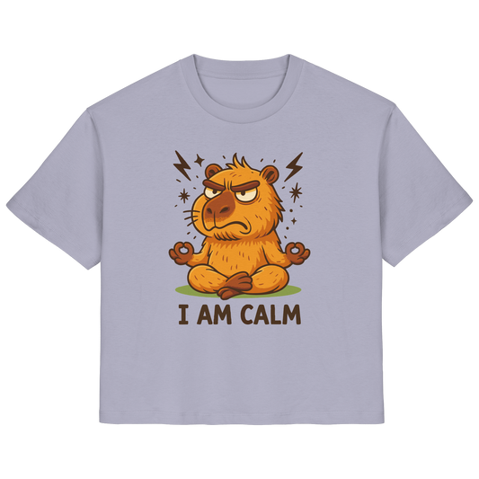Lustige Capybara beim Meditieren – Yoga Spruch „I AM CALM“ - Ladies Organic Shirt von Pressure Clothing in Helllila