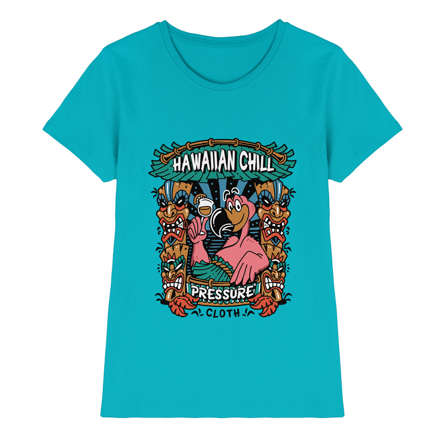 Witziges Tiki Design – Hawaiian Chill Flamingo - Pressure Clothing - Ladies Premium Shirt