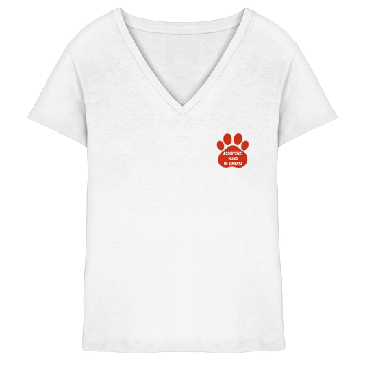 Assistenzhund im Einsatz – Klare Botschaft. Mehr Sicherheit. Mehr Respekt. - Ladies V-Neck Shirt
