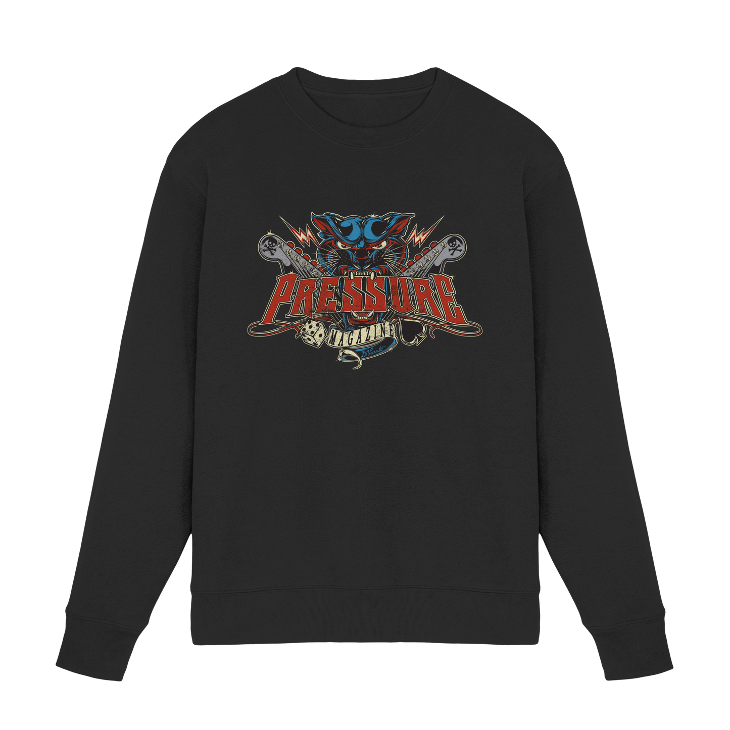 Rock ’n‘ Roll Outlaw - Tattoo Art by D.Vicente - Premium Sweatshirt von Pressure Clothing in Schwarz mit auffälligem Printmotiv