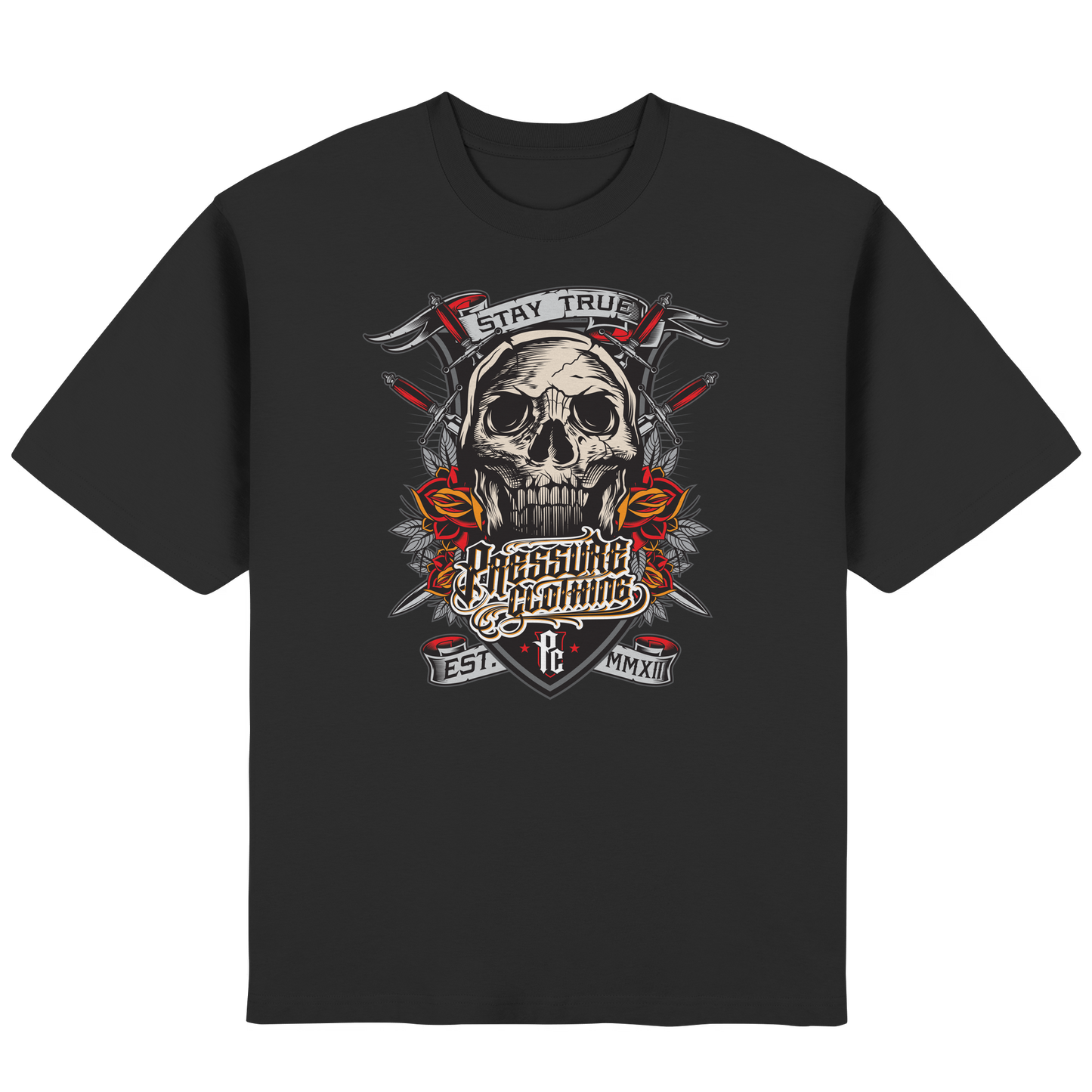 Stay True - Skull - Pressure Cloth - Streetwear Oversized T-Shirt