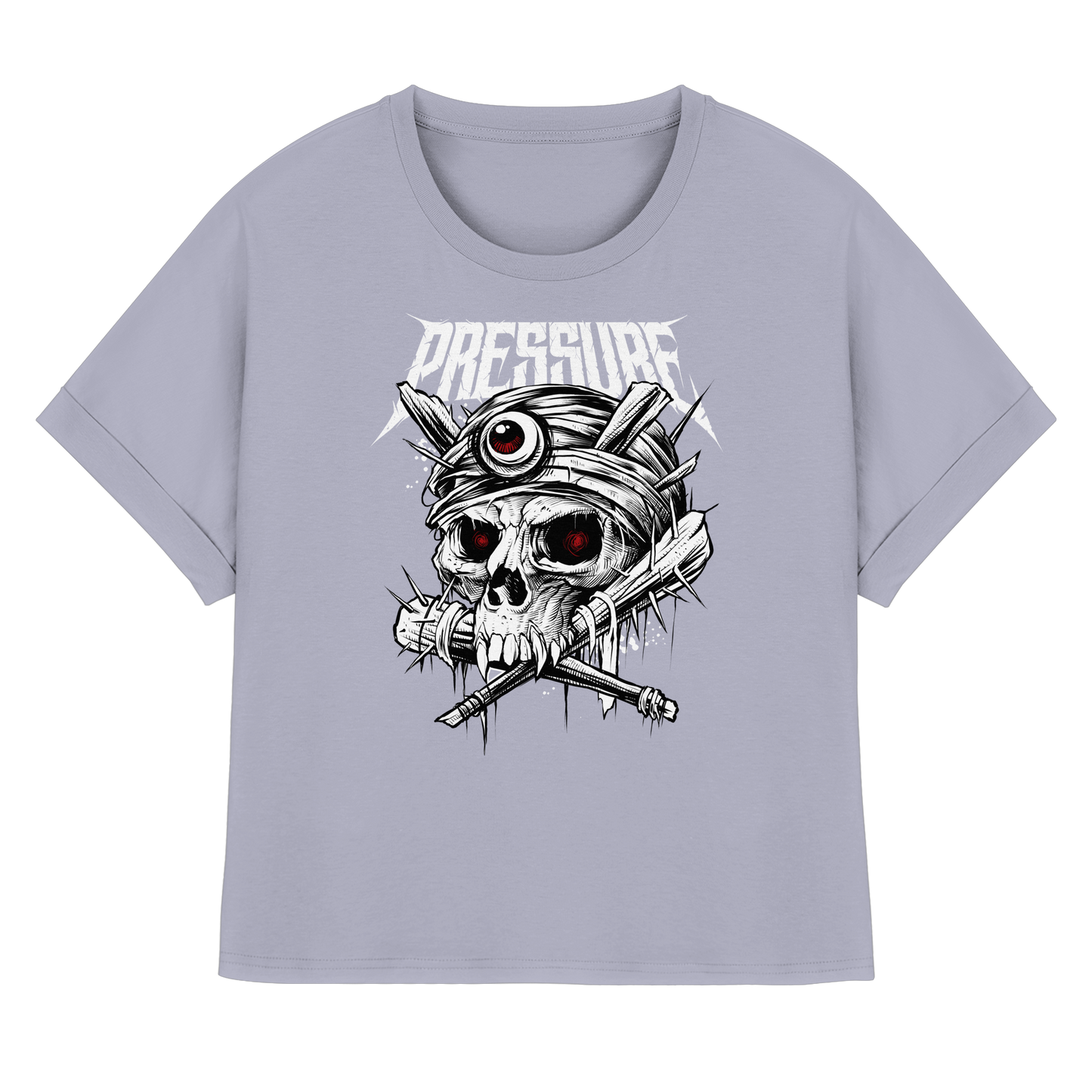 Skullica - Vampire Skull - Pressure Magazine - Womens Organic Rolled Sleeves T-Shirt