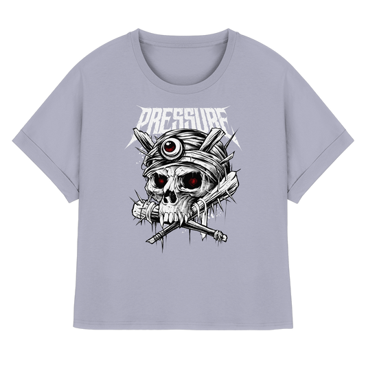 Skullica - Vampire Skull - Pressure Magazine - Womens Organic Rolled Sleeves T-Shirt