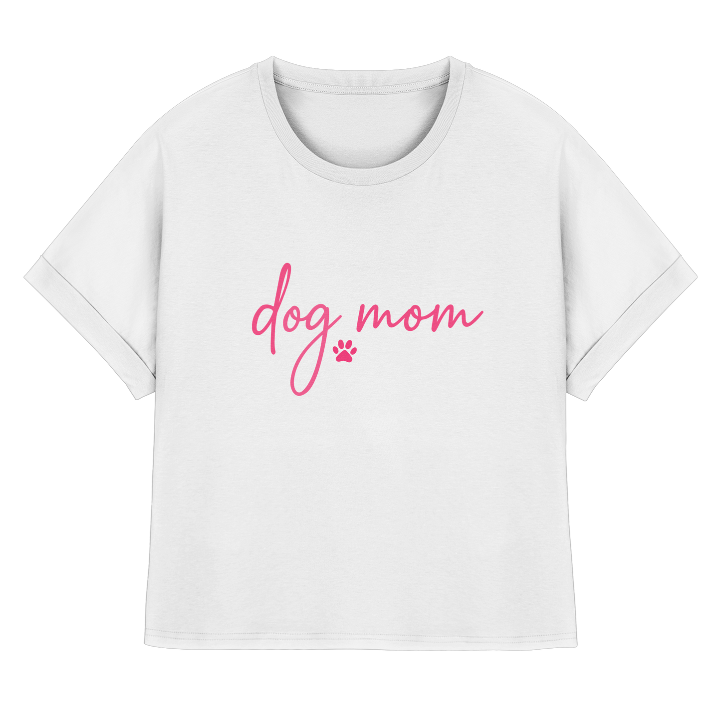 DOG MOM für Hundemamas und Hundemädchen - Womens Organic Rolled Sleeves T-Shirt