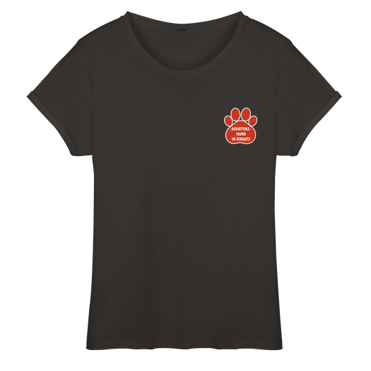 Assistenzhund im Einsatz – Klare Botschaft. Mehr Sicherheit. Mehr Respekt. - Womens Roll-Up T-Shirt