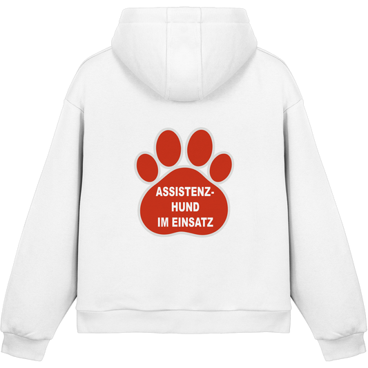Assistenzhund im Einsatz – Klare Botschaft. Mehr Sicherheit. Mehr Respekt. - Fluffy Boxcut Hoodie