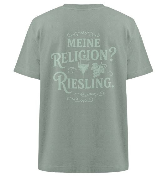 Meine Religion? Riesling. – Wein Spruch für Weißwein-Fans - Heavy Oversized Organic Shirt
