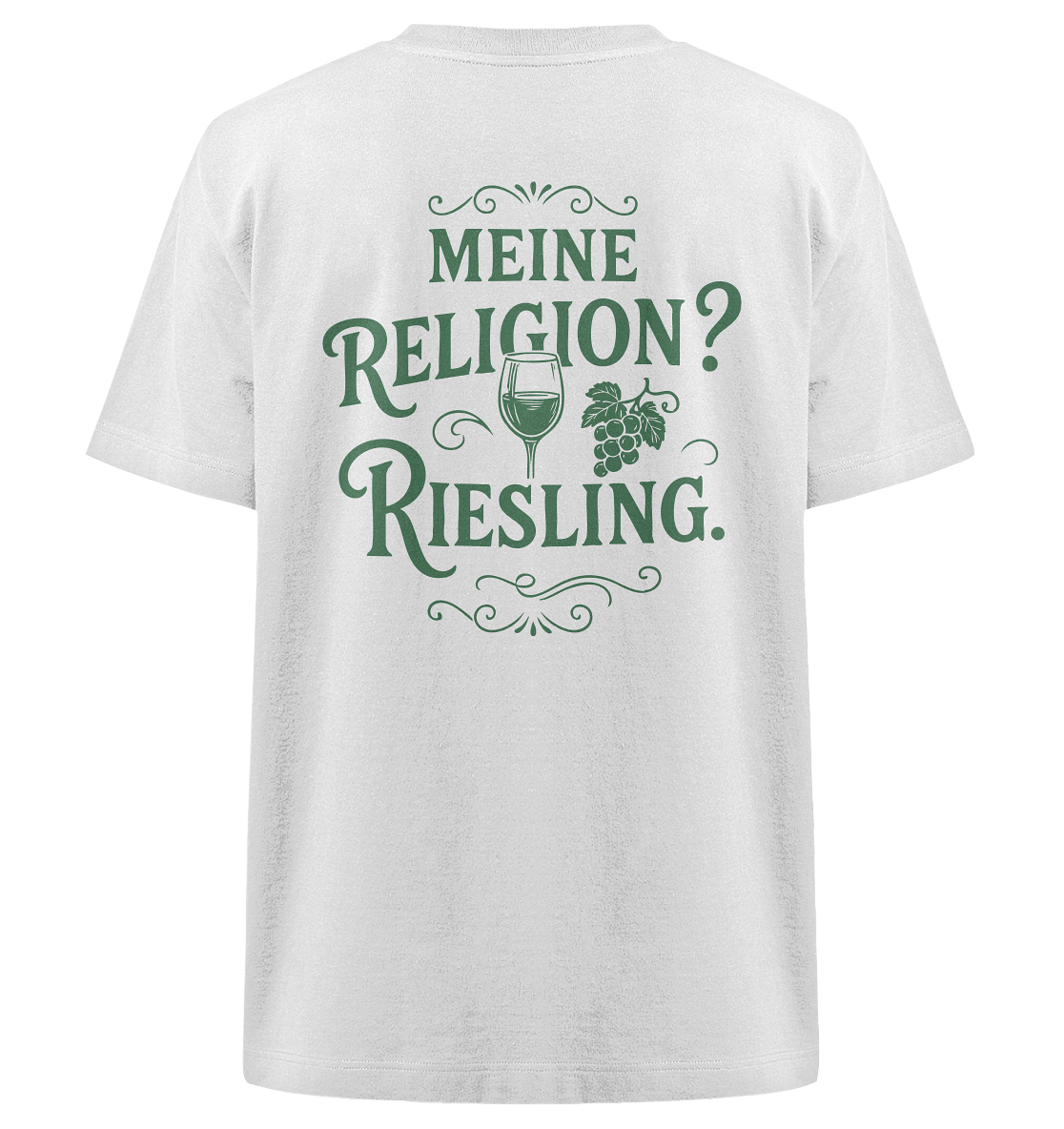 Meine Religion? Riesling. – Lustiger Wein Spruch für Weißwein-Fans - Heavy Oversized Organic Shirt