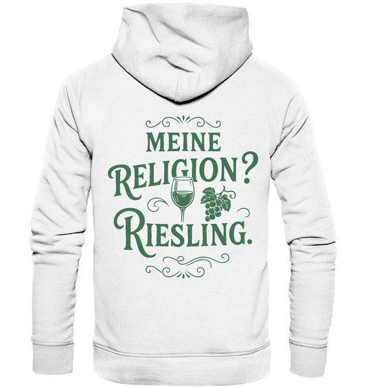 Meine Religion? Riesling. – Lustiger Wein Spruch für Weißwein-Fans - Organic Basic Hoodie