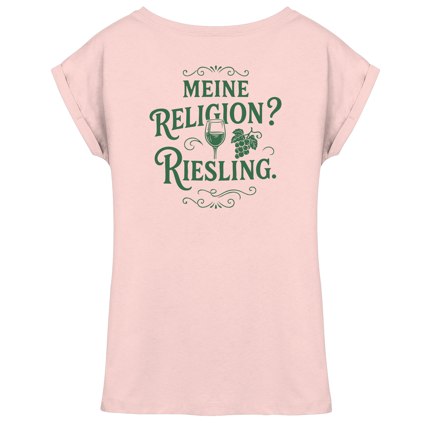 Meine Religion? Riesling. – Lustiger Wein Spruch für Weißwein-Fans - Womens Extended Shoulder T-Shirt