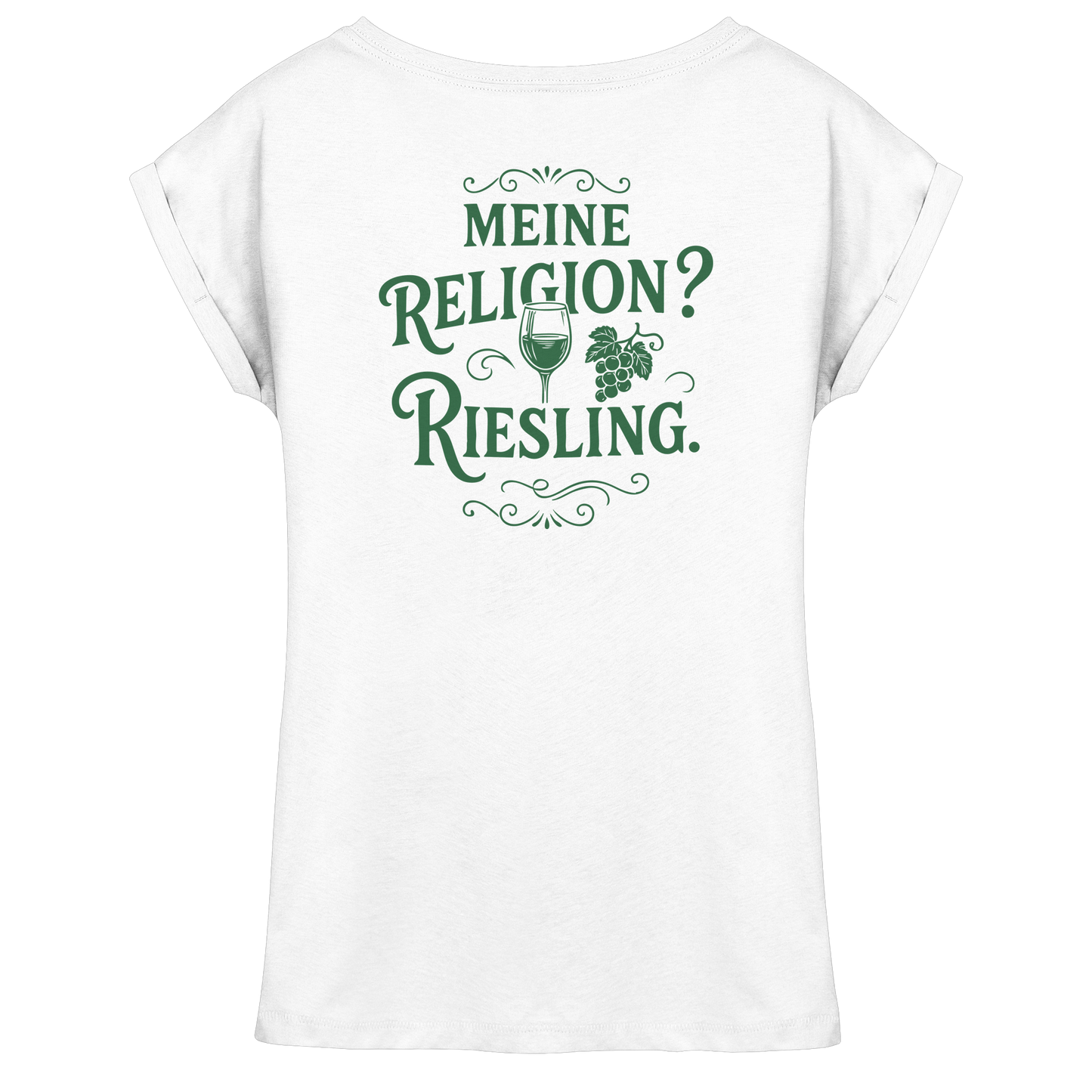 Meine Religion? Riesling. – Lustiger Wein Spruch für Weißwein-Fans - Womens Extended Shoulder T-Shirt