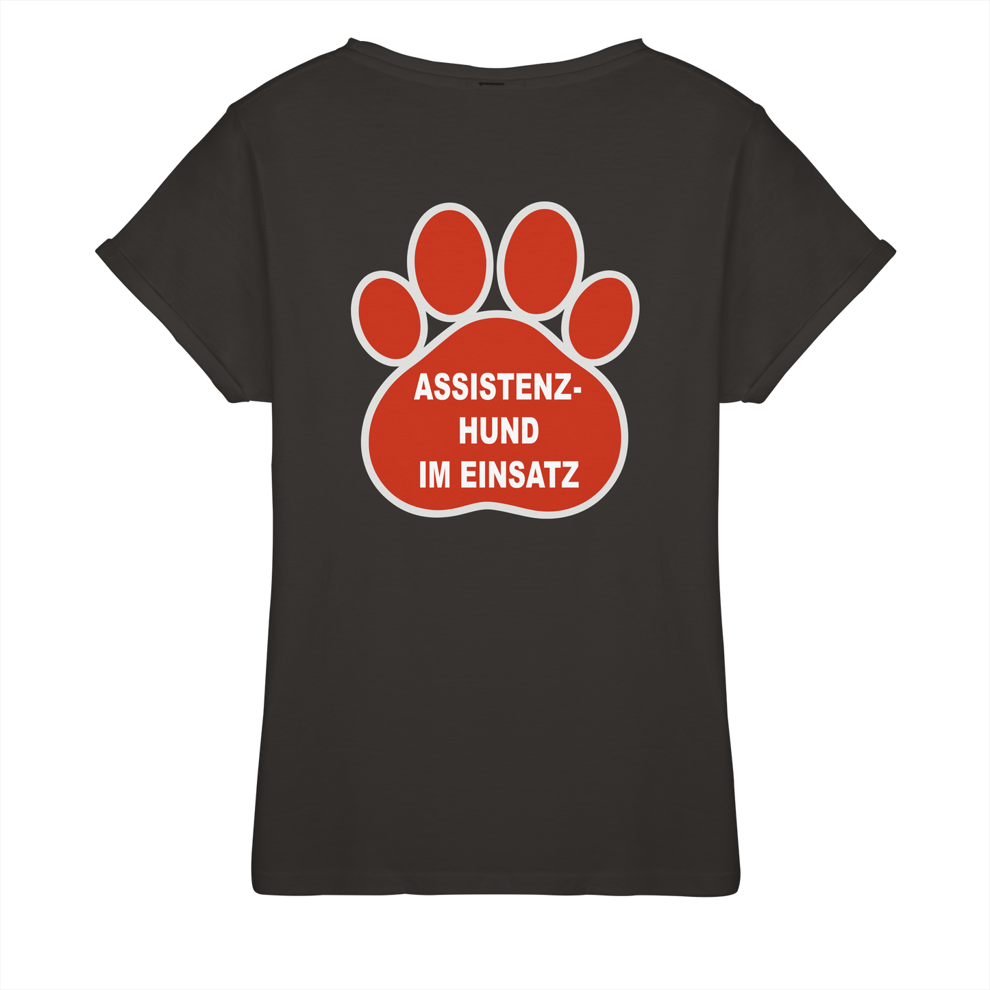 Assistenzhund im Einsatz – Klare Botschaft. Mehr Sicherheit. Mehr Respekt. - Womens Roll-Up T-Shirt