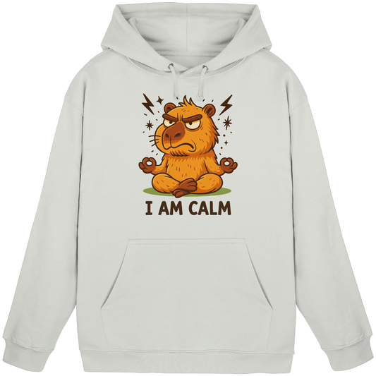Lustige Capybara beim Meditieren – Yoga Spruch „I AM CALM“ - Basic Unisex Hoodie von Pressure Clothing in hellgrau