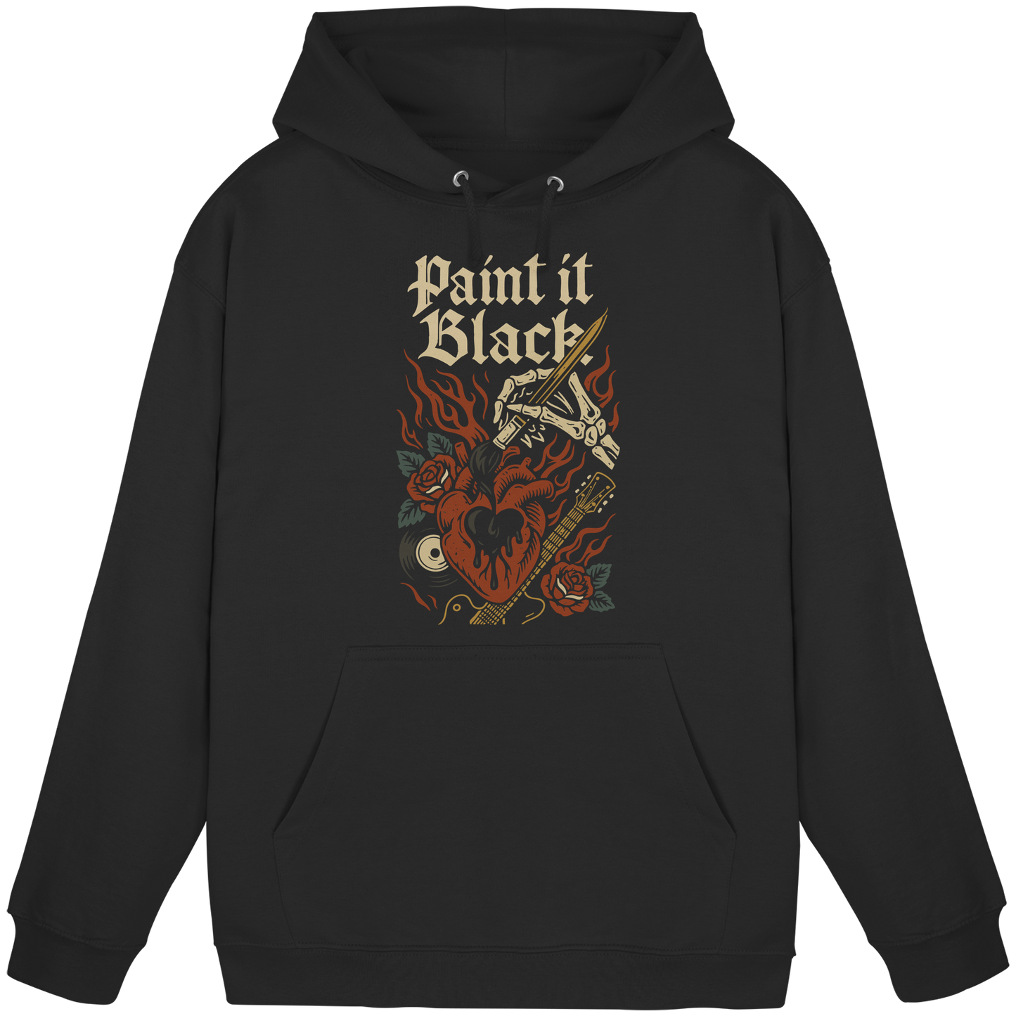 Schwarzer Paint it Black - Basic Unisex Hoodie von Pressure Clothing mit auffälligem rebellischem Design in Flammen.