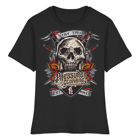 Stay True - Skull - Pressure Cloth - Fitted Ladies Organic Shirt