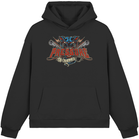Schwarzer Rock ’n‘ Roll Outlaw - Tattoo Art by D.Vicente - Fluffy Boxcut Hoodie von Pressure Clothing mit markantem Print.
