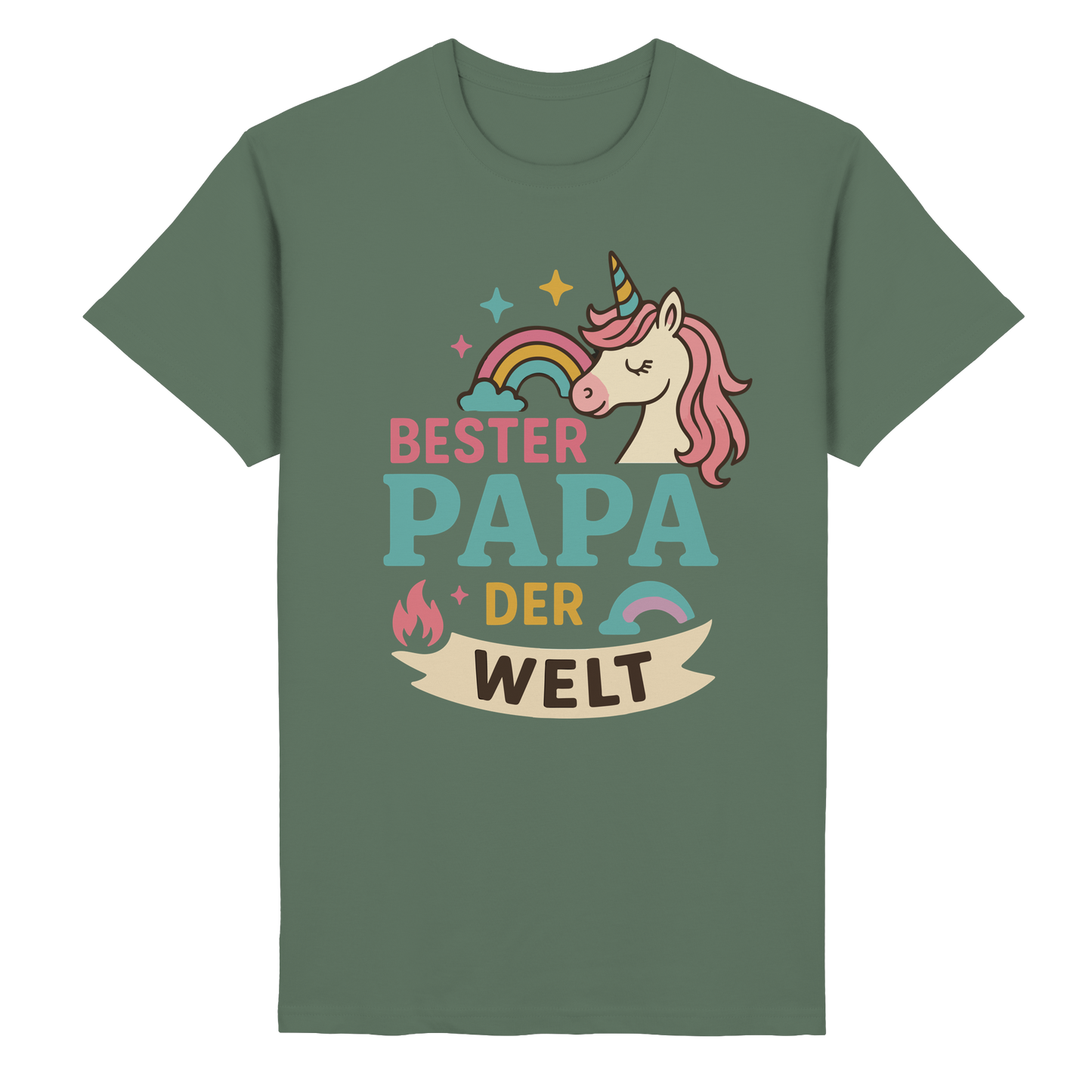 Bester Papa der Welt - für Papas mit Einhorn Magie - Heavy Cotton T-Shirt