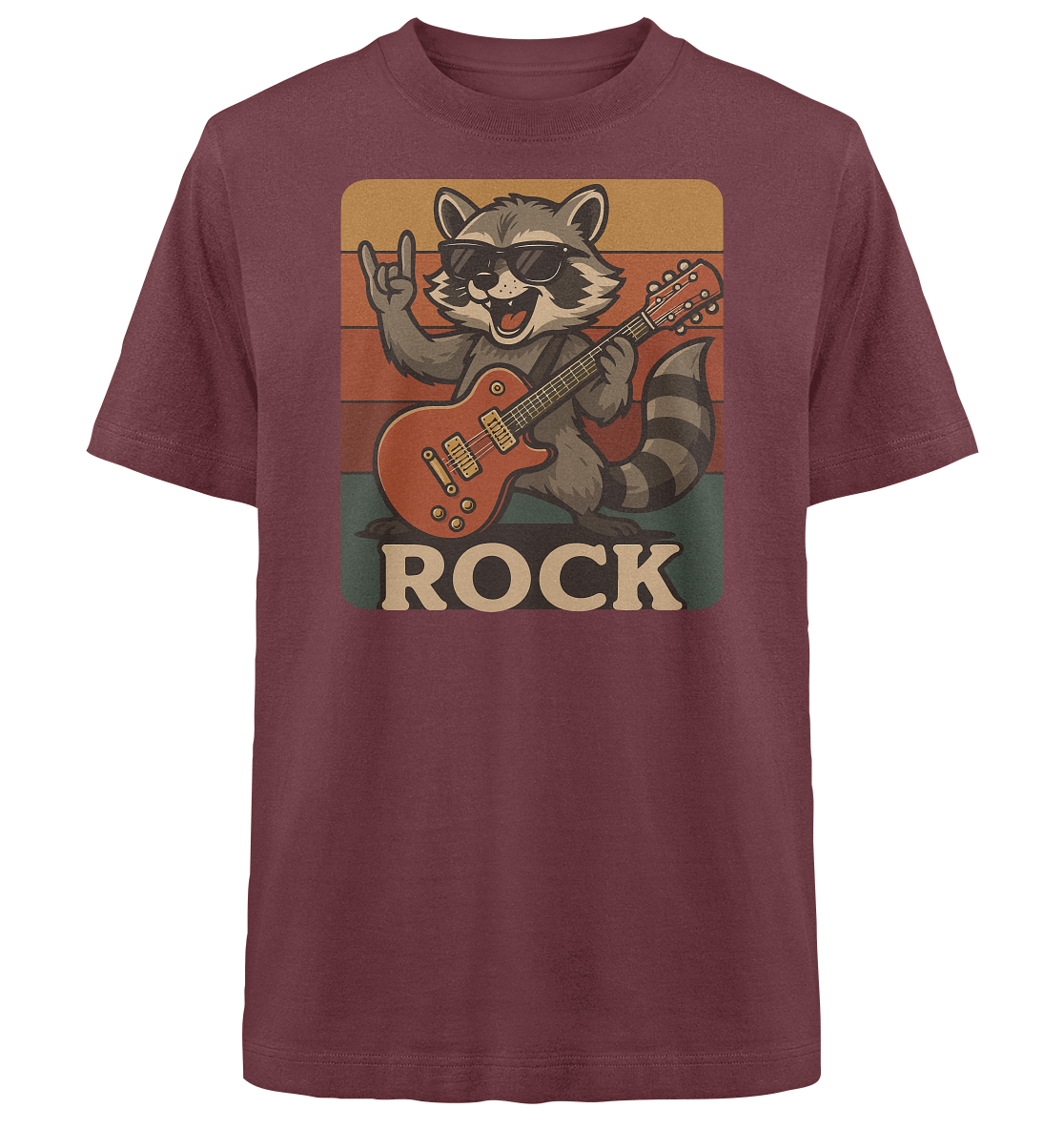 Rock ’n’ Raccoon – Lustiger Retro Waschbär im Retro-Look - Heavy Oversized Organic Shirt