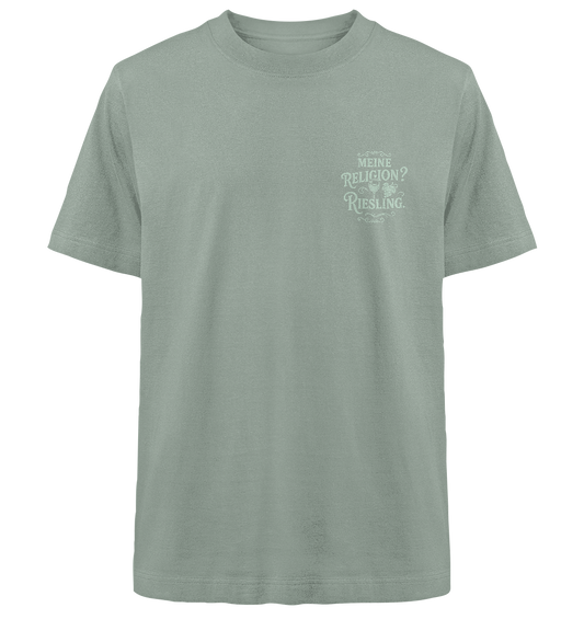 Meine Religion? Riesling. – Wein Spruch für Weißwein-Fans - Heavy Oversized Organic Shirt