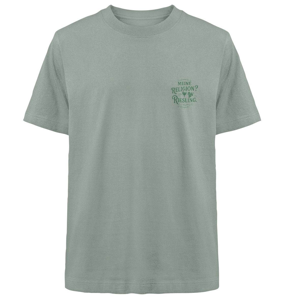 Meine Religion? Riesling. – Lustiger Wein Spruch für Weißwein-Fans - Heavy Oversized Organic Shirt