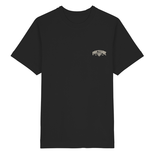 Schwarzes Pressure Clothing Shirt mit Logo, Pressure Cloth - Vintage Brand - Heavy Oversized Organic Shirt, lässiger Schnitt