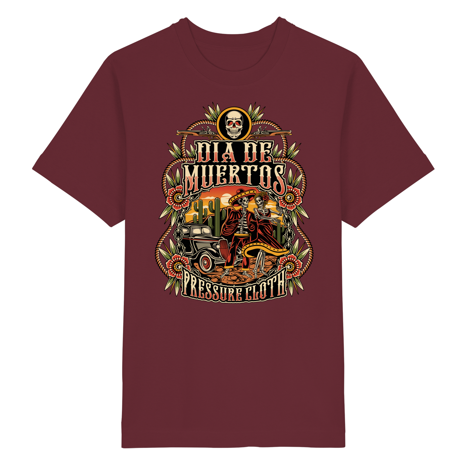DIA DE MUERTOS - Pressure Cloth - Heavy Oversized Organic Shirt von Pressure Clothing mit farbenfrohem mexikanischem Totentanz-Motiv