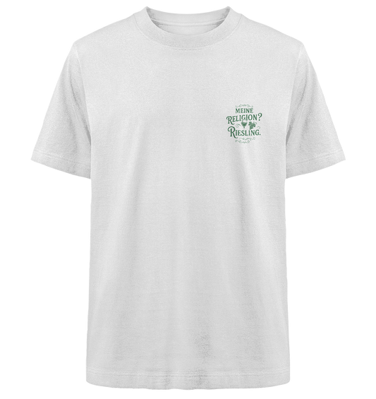 Meine Religion? Riesling. – Lustiger Wein Spruch für Weißwein-Fans - Heavy Oversized Organic Shirt