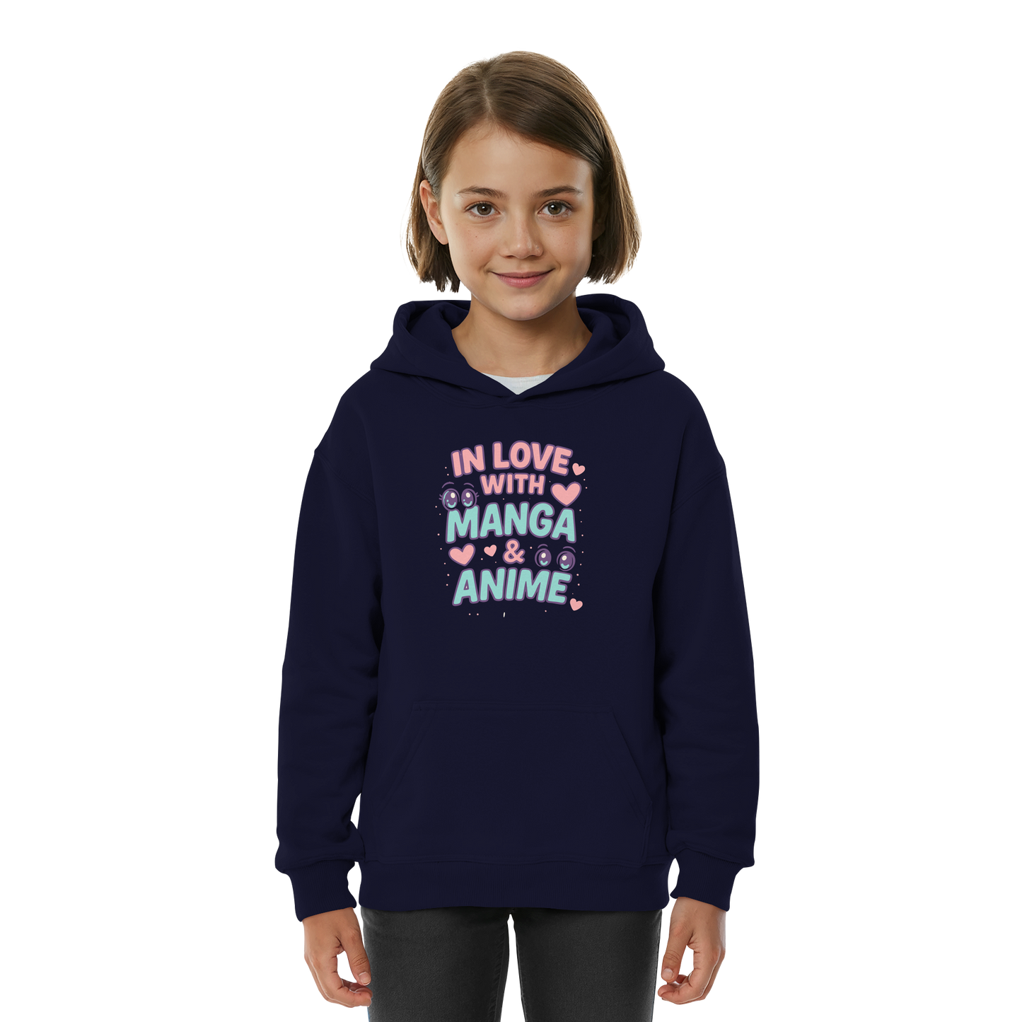 In Love with Manga & Kawaii Eyes Spruch - asiatische Popkultur - Kids Basic Hoodie