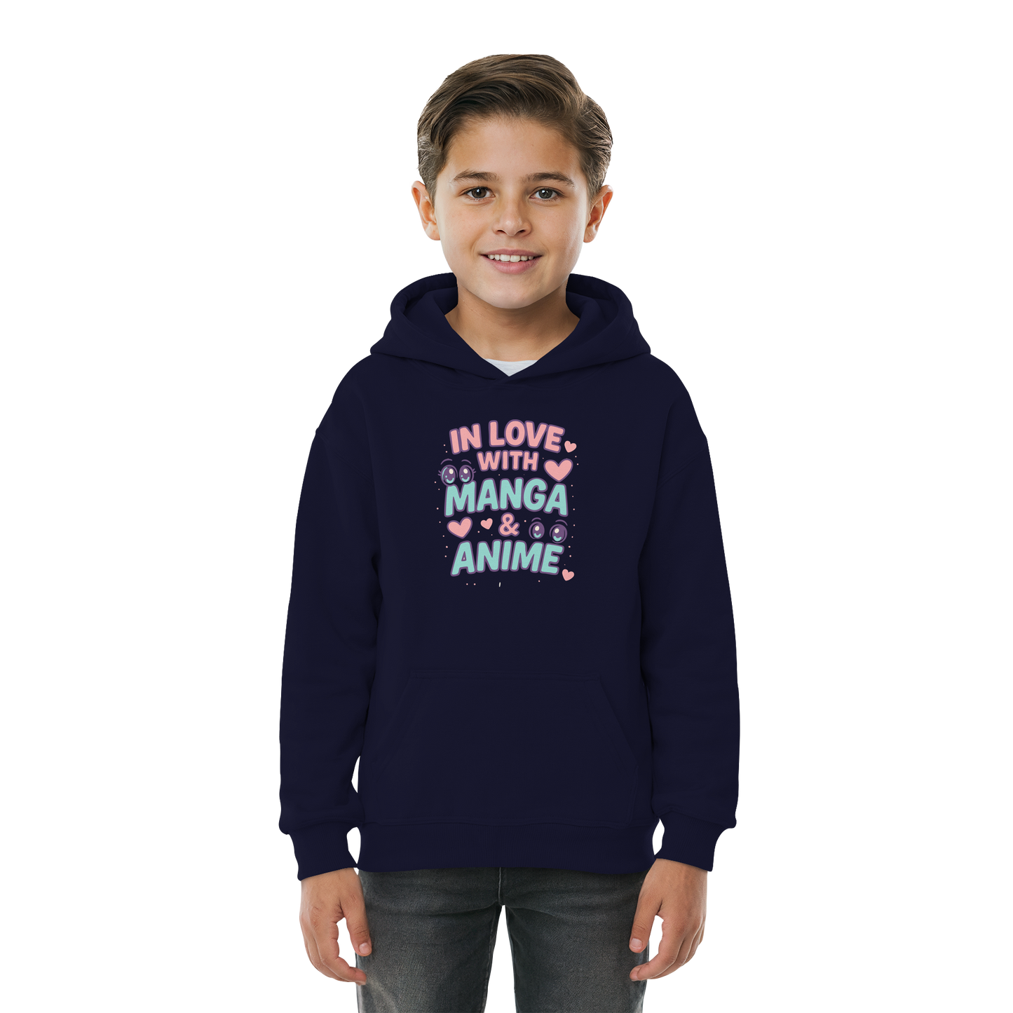 In Love with Manga & Kawaii Eyes Spruch - asiatische Popkultur - Kids Basic Hoodie