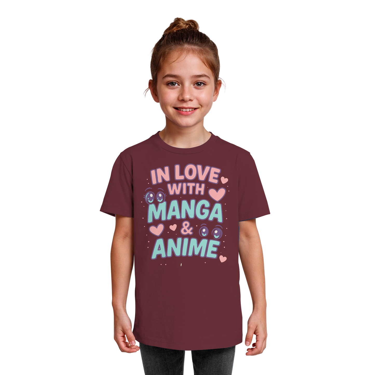 In Love with Manga & Kawaii Eyes Spruch - asiatische Popkultur - Kids Organic Shirt