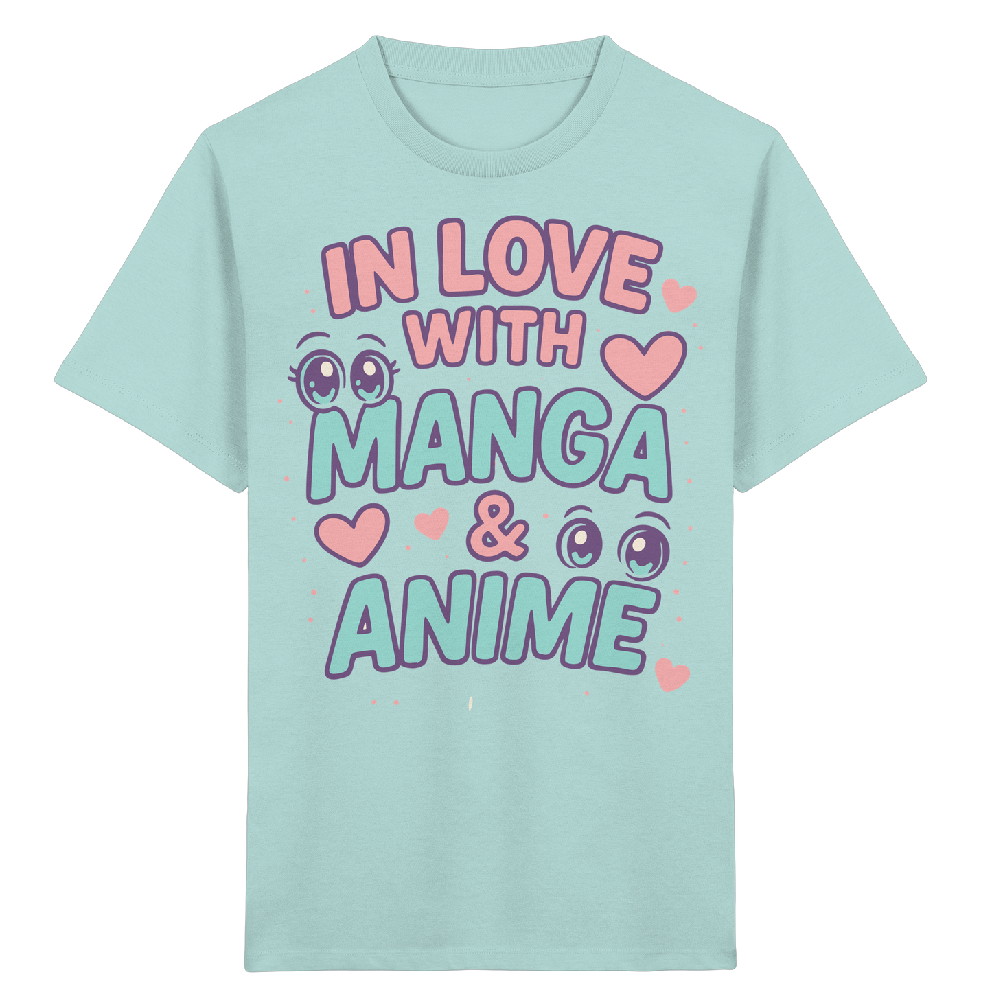 In Love with Manga & Kawaii Eyes Spruch - asiatische Popkultur - Kids Organic Shirt