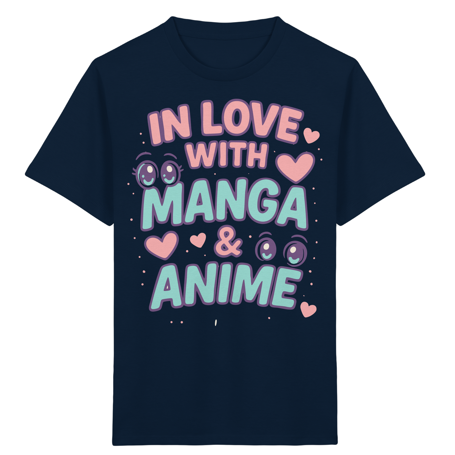 In Love with Manga & Kawaii Eyes Spruch - asiatische Popkultur - Kids Organic Shirt