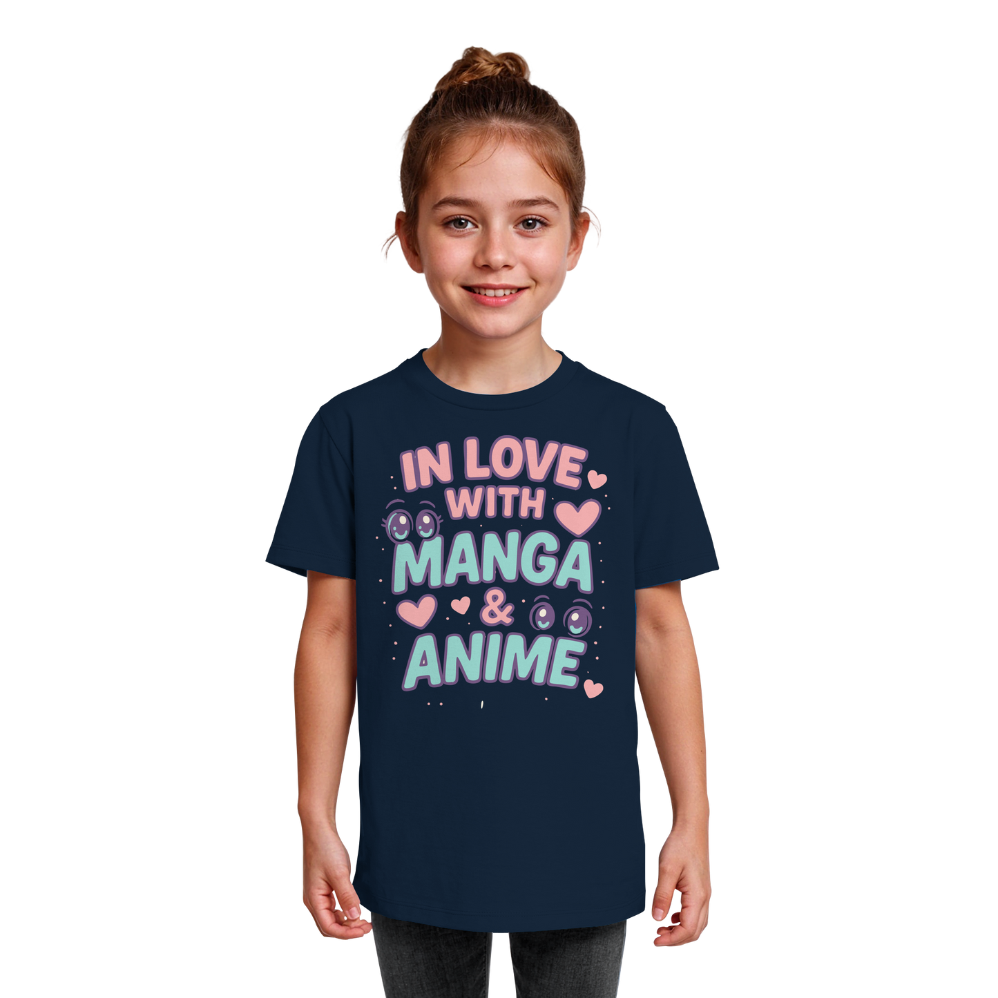 In Love with Manga & Kawaii Eyes Spruch - asiatische Popkultur - Kids Organic Shirt