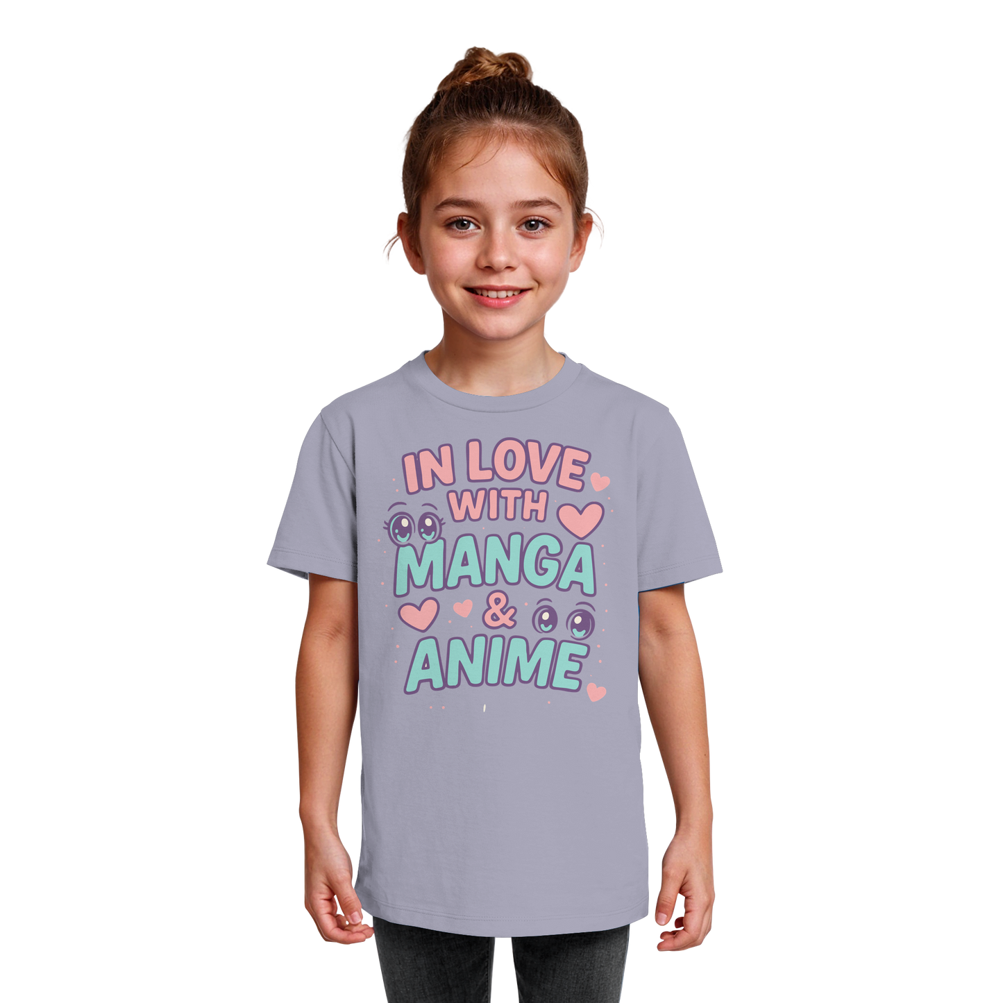 In Love with Manga & Kawaii Eyes Spruch - asiatische Popkultur - Kids Organic Shirt