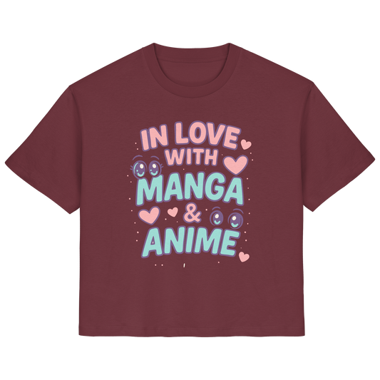 In Love with Manga & Kawaii Eyes Spruch - asiatische Popkultur - Ladies Organic Shirt