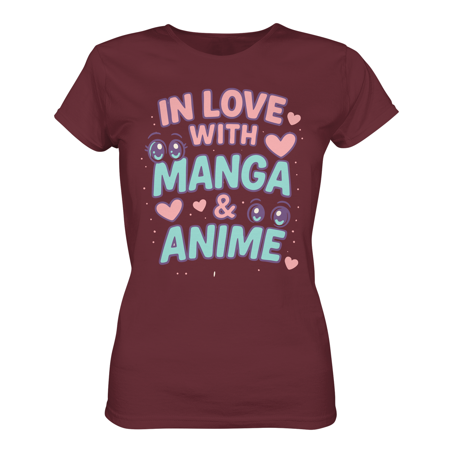 In Love with Manga & Kawaii Eyes Spruch - asiatische Popkultur - Ladies Organic Shirt