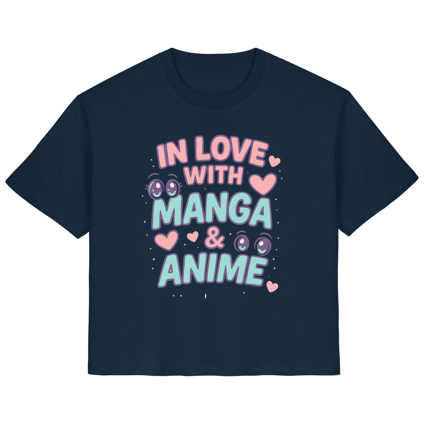 In Love with Manga & Kawaii Eyes Spruch - asiatische Popkultur - Ladies Organic Shirt