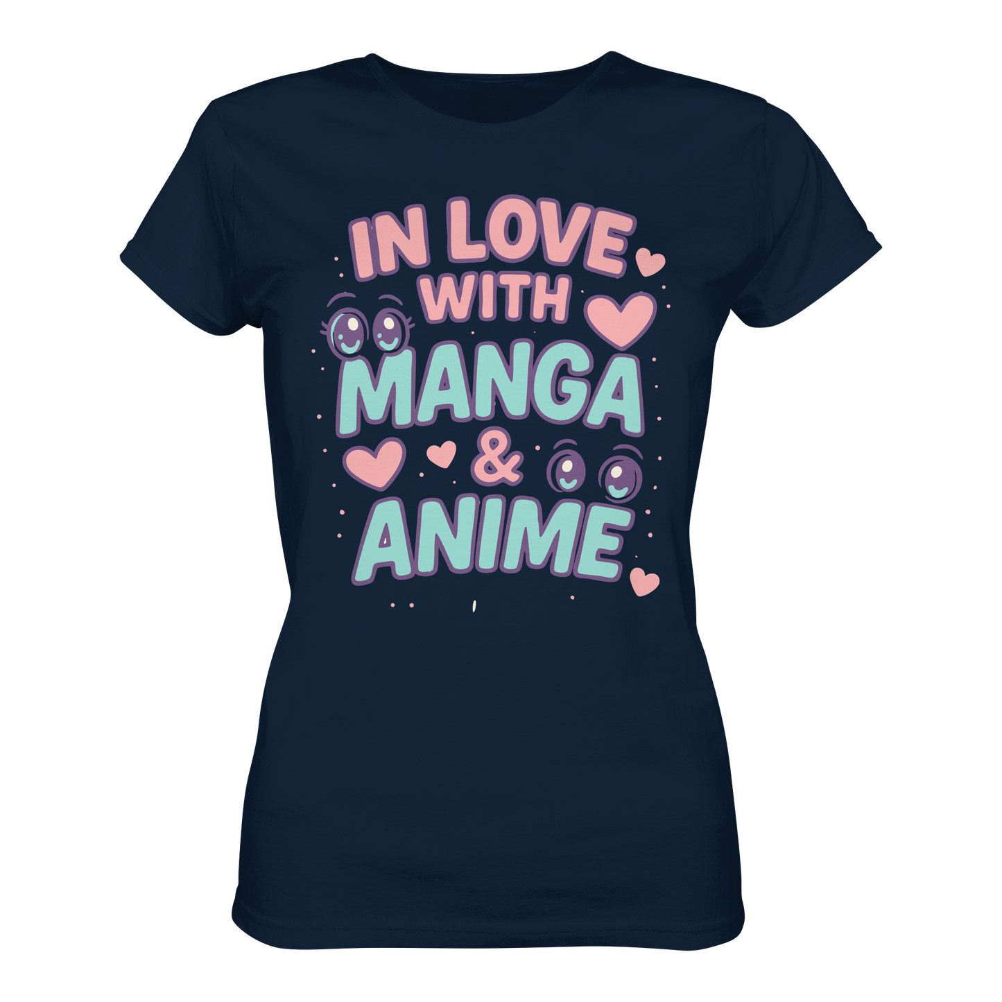 In Love with Manga & Kawaii Eyes Spruch - asiatische Popkultur - Ladies Organic Shirt