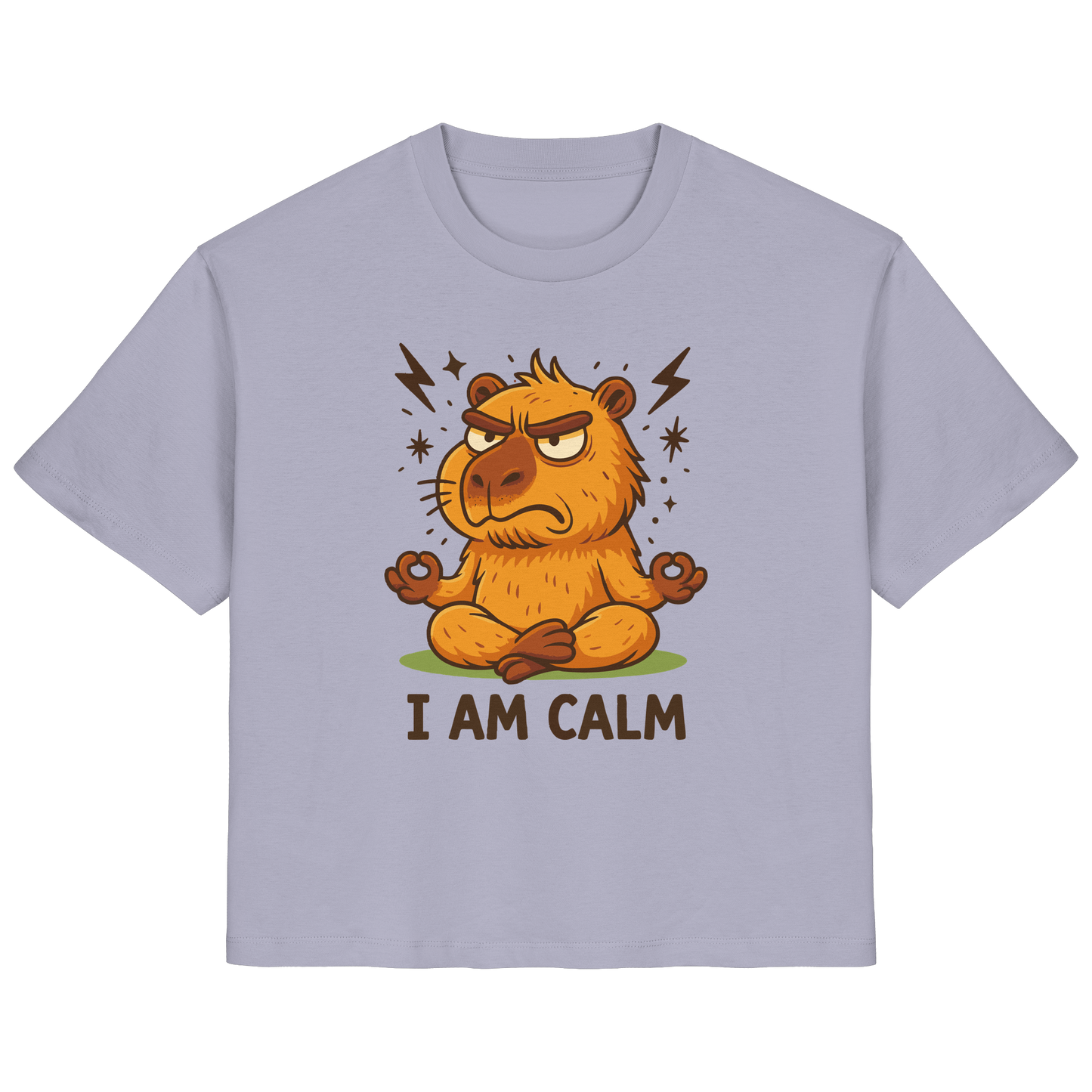 Lustige Capybara beim Meditieren – Yoga Spruch „I AM CALM“ - Ladies Organic Shirt von Pressure Clothing in Helllila
