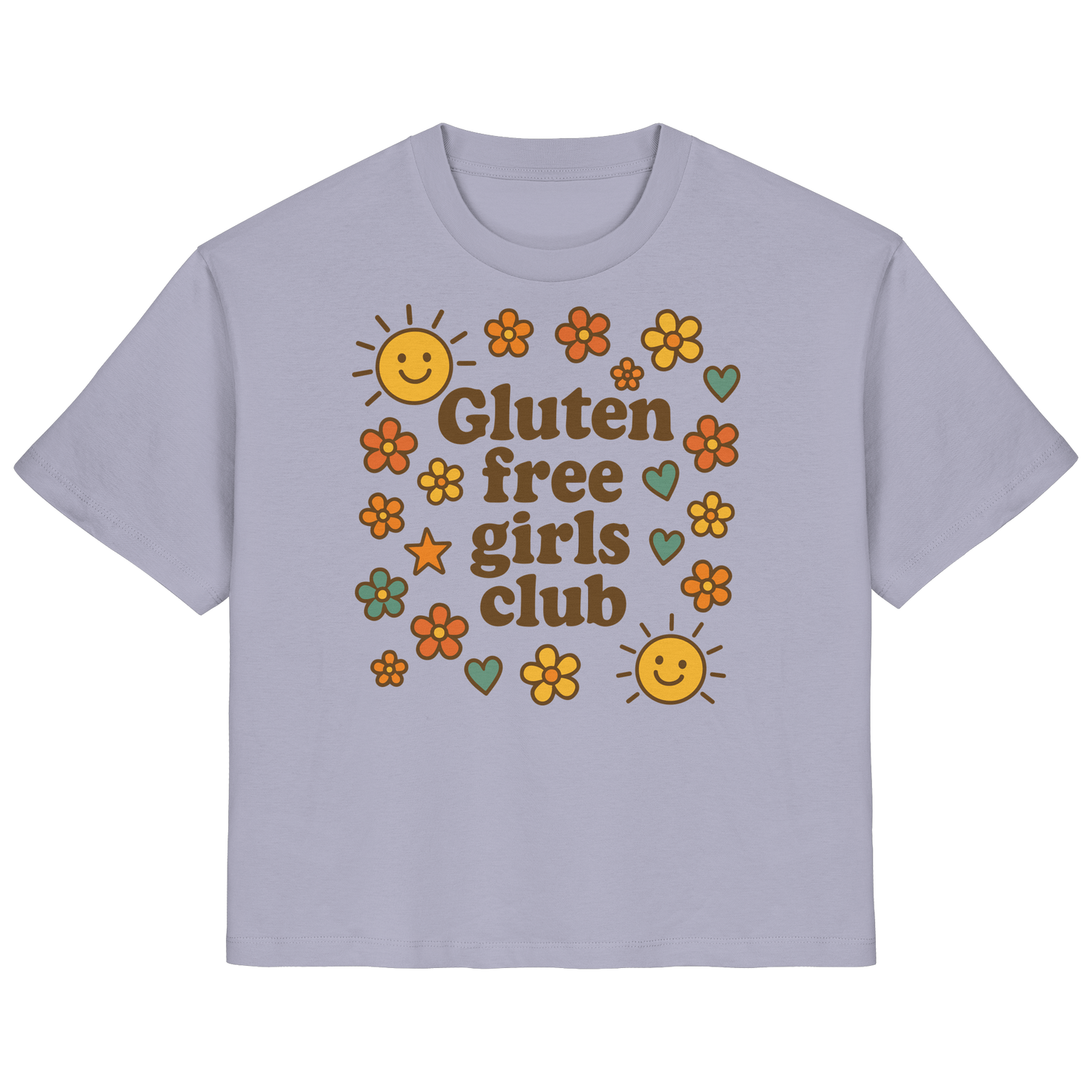 Gluten free girls club - Ladies Organic Shirt von Pressure Clothing mit floralem, sonnigem Aufdruck in Bio-Baumwolle