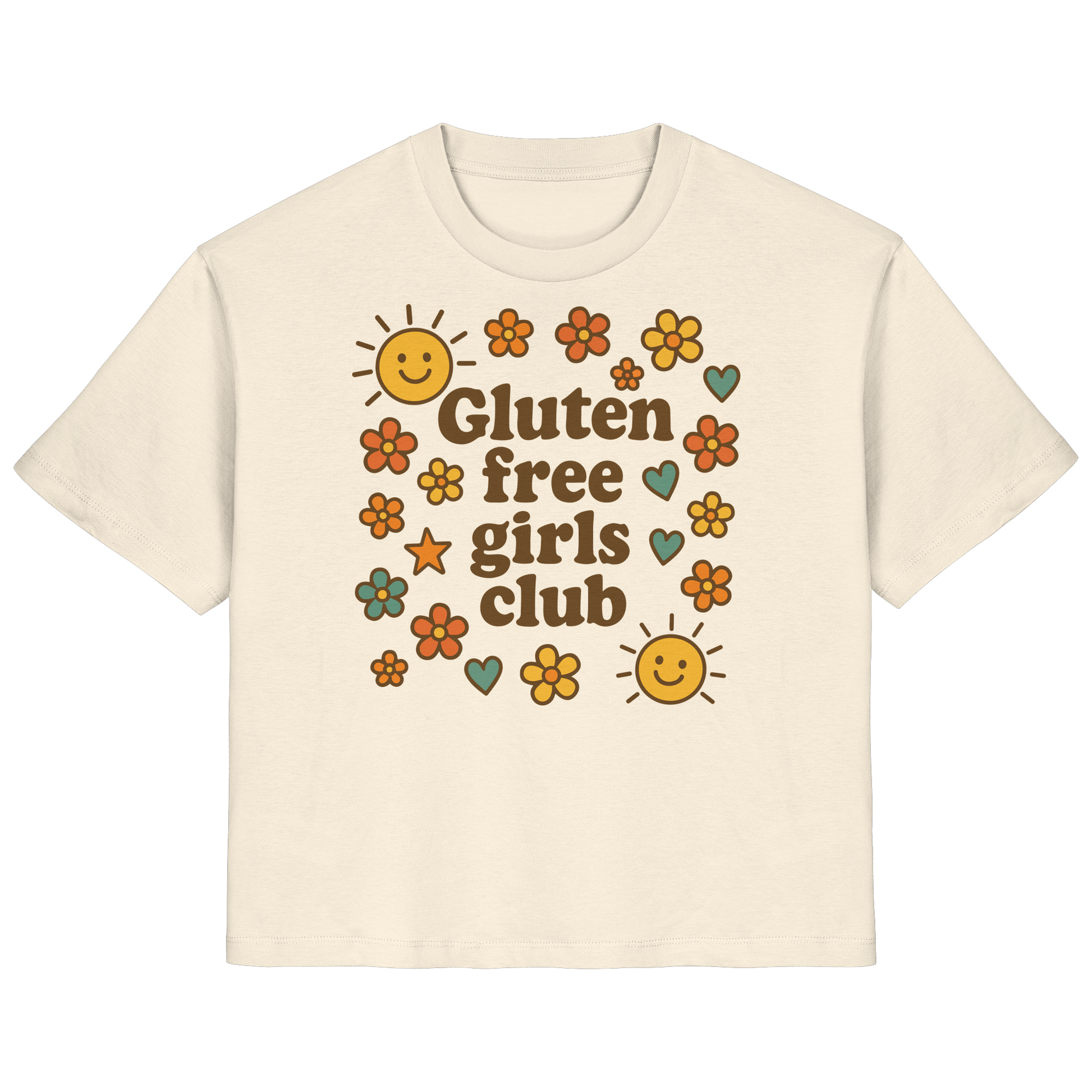 Gluten free girls club - Ladies Organic Shirt von Pressure Clothing mit Blumen- und Sonnenmotiv aus Bio-Baumwolle