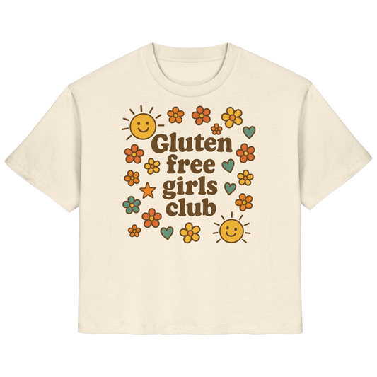 Gluten free girls club - Ladies Organic Shirt von Pressure Clothing mit Blumen- und Sonnenmotiv aus Bio-Baumwolle