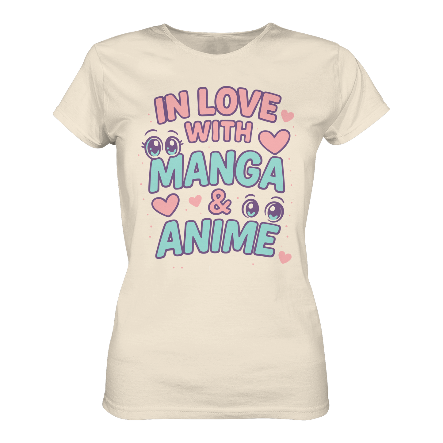 In Love with Manga & Kawaii Eyes Spruch - asiatische Popkultur - Ladies Organic Shirt