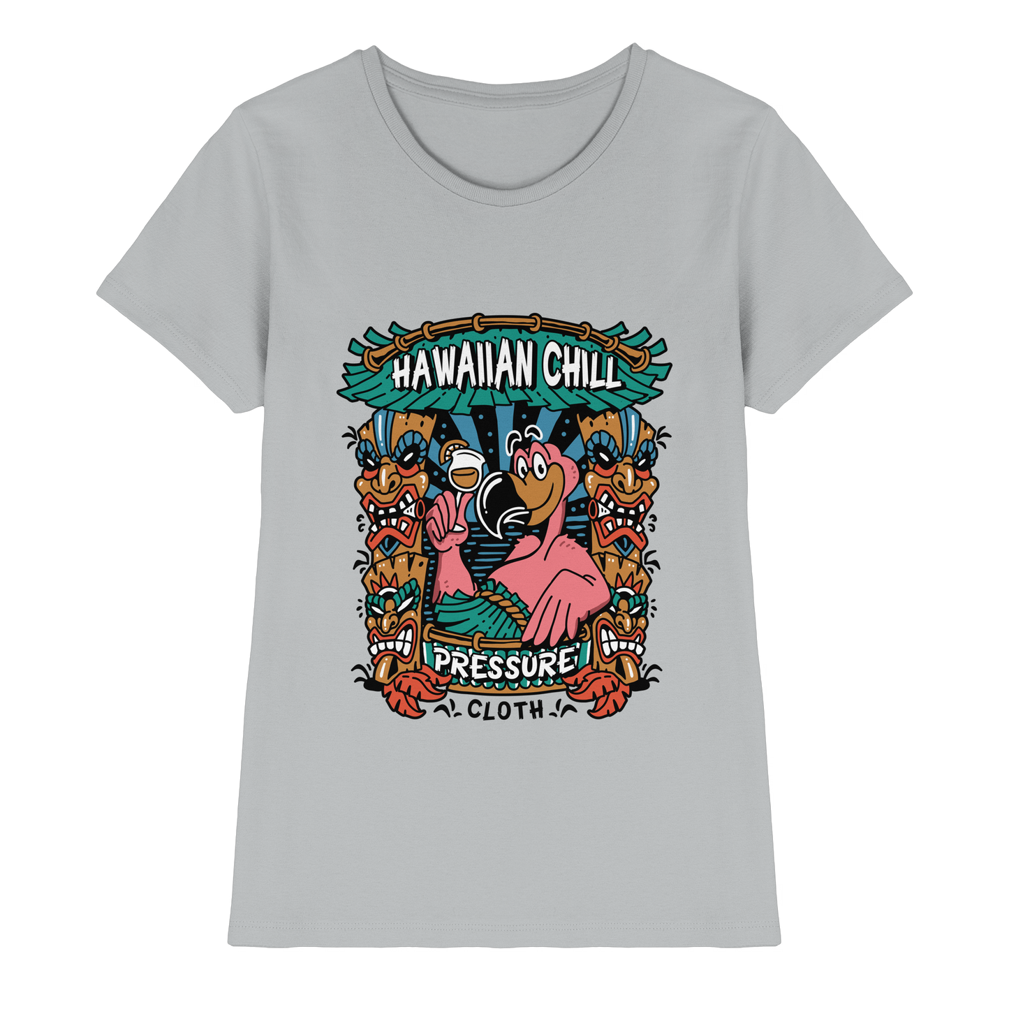 Witziges Tiki Design – Hawaiian Chill Flamingo - Pressure Clothing - Ladies Premium Shirt