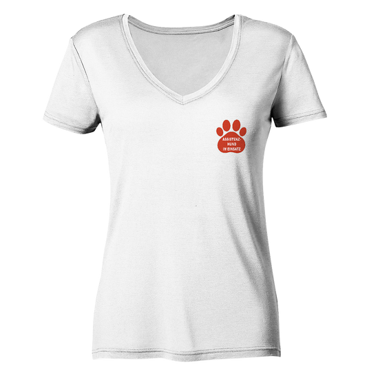 Assistenzhund im Einsatz – Klare Botschaft. Mehr Sicherheit. Mehr Respekt. - Ladies V-Neck Shirt